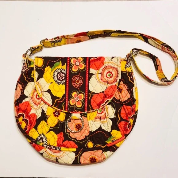 Crossbody Purse Vera Bradley Pink And Brown Flower Pattern